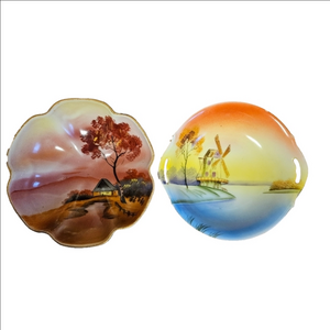 Vintage 50s Pair of Colorful Small Handpainted Bowls